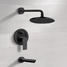 Matte Black Tub and Shower Faucet Set